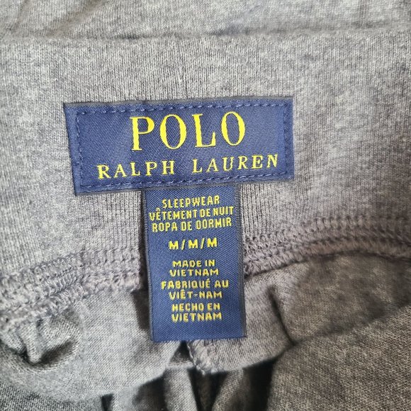 Polo Ralph Lauren Logo Joggers Sleep Pants Size M Gray 100% Cotton - Picture 6 of 7